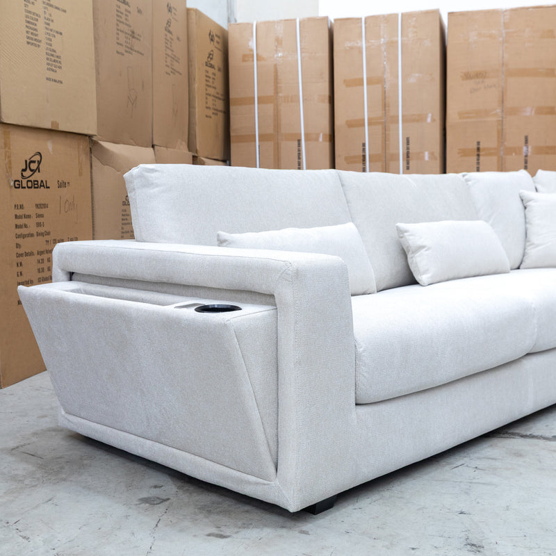 The Midtown Deep Seat Corner Lounge with Ottoman - Oat available to purchase from Warehouse Furniture Clearance at our next sale event.