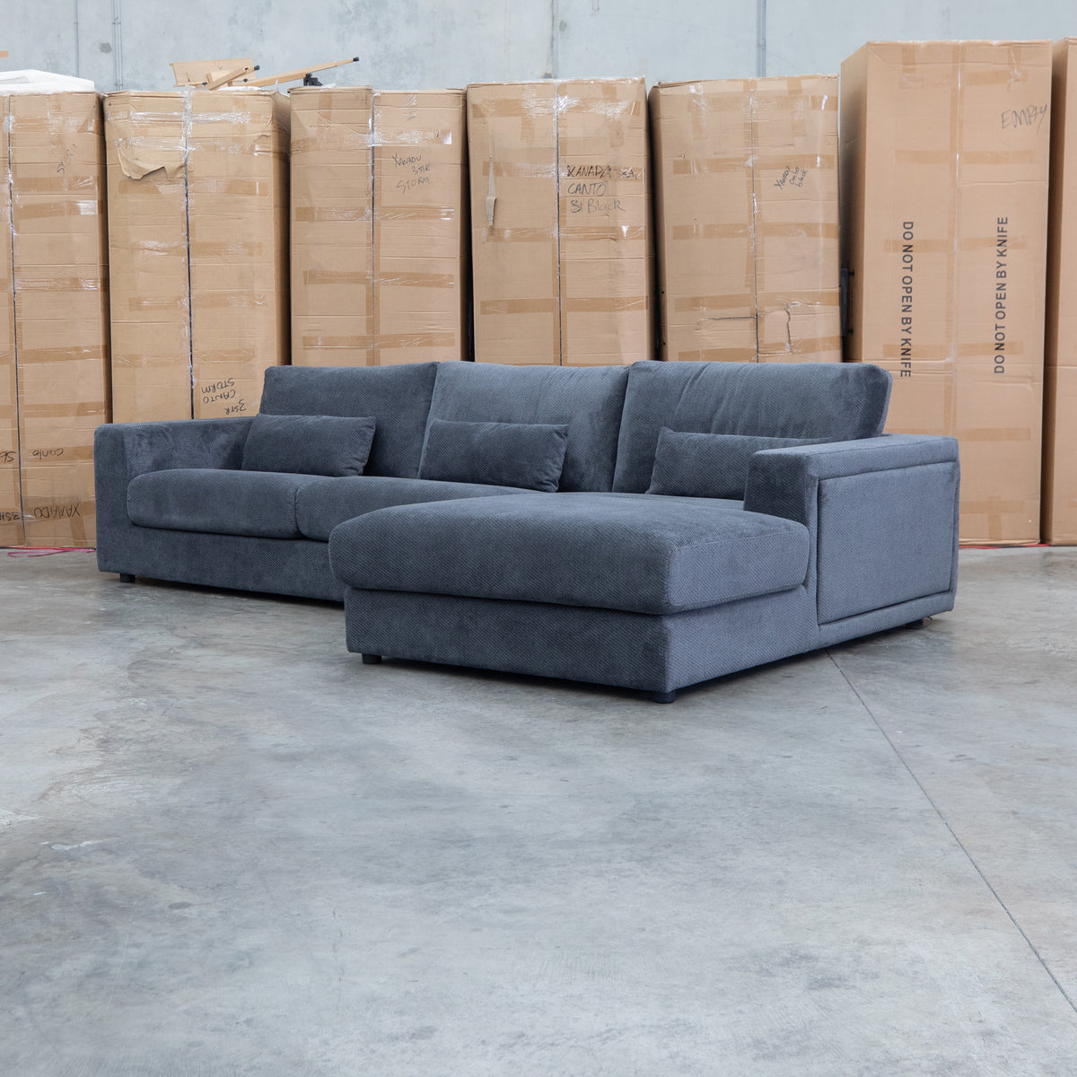 The Midtown Deep Seat RHF Chaise Lounge - Leeds Carbon available to purchase from Warehouse Furniture Clearance at our next sale event.