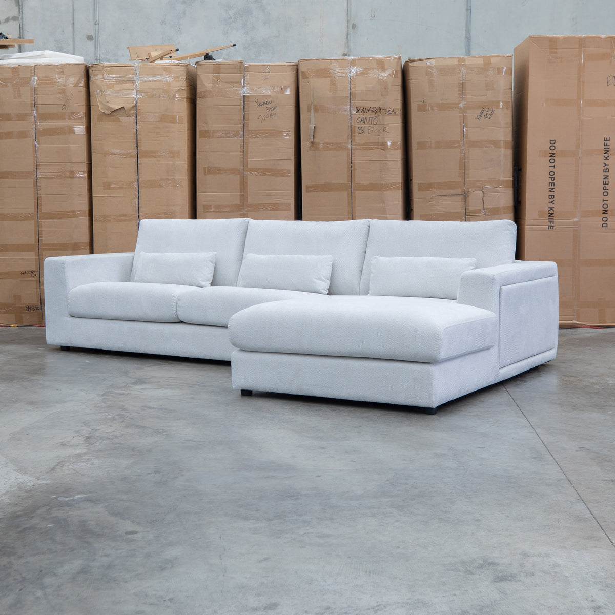 The Midtown Deep Seat RHF Chaise Lounge - Leeds Oat available to purchase from Warehouse Furniture Clearance at our next sale event.