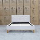 The Milos King Single Fabric Bed - Oat White available to purchase from Warehouse Furniture Clearance at our next sale event.