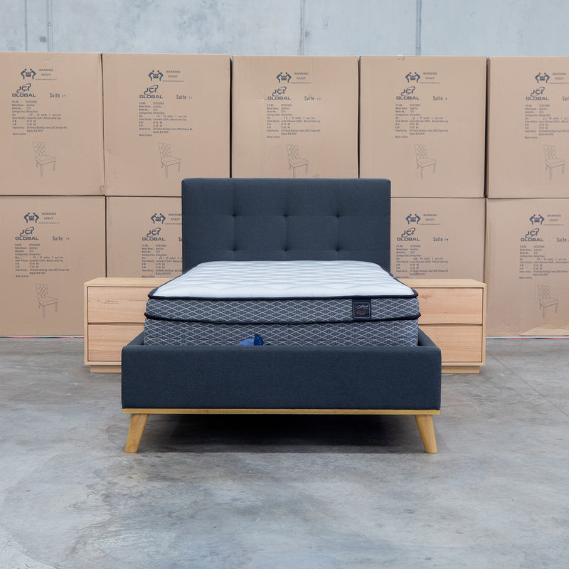 The Milos King Single Fabric Bed - Charcoal
