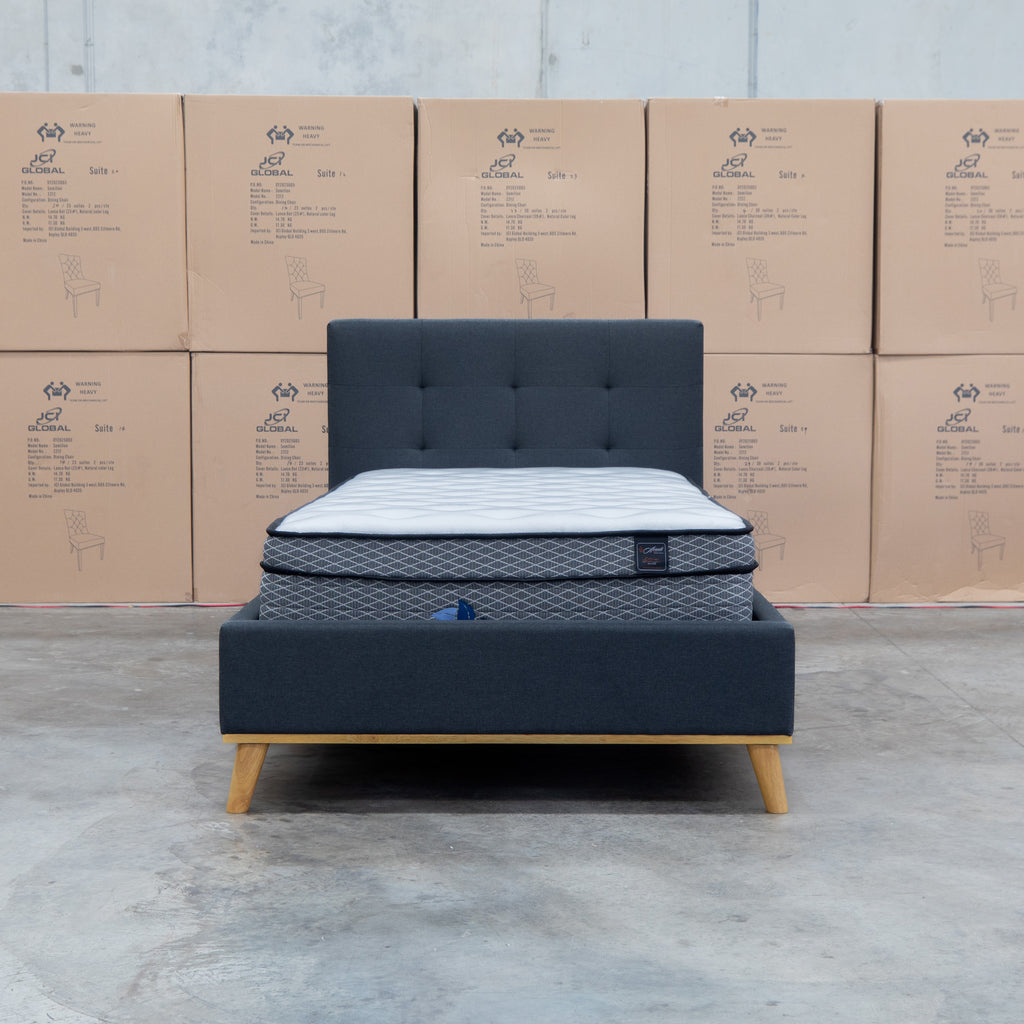 The Milos King Single Fabric Bed - Charcoal available to purchase from Warehouse Furniture Clearance at our next sale event.