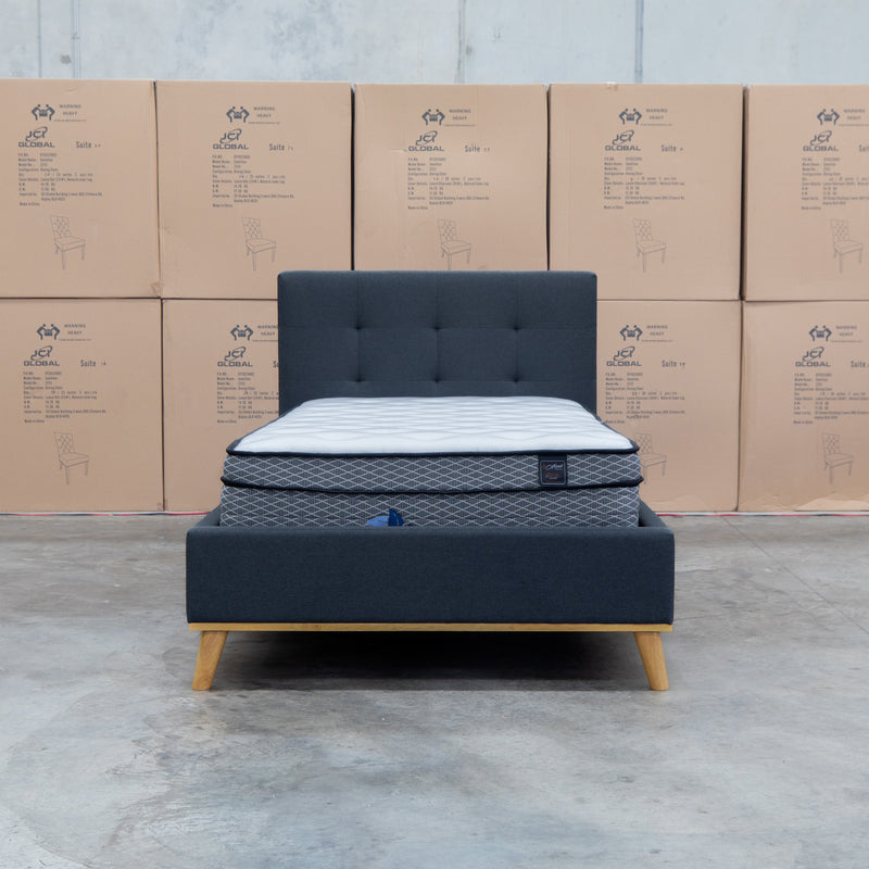 The Milos King Single Fabric Bed - Charcoal