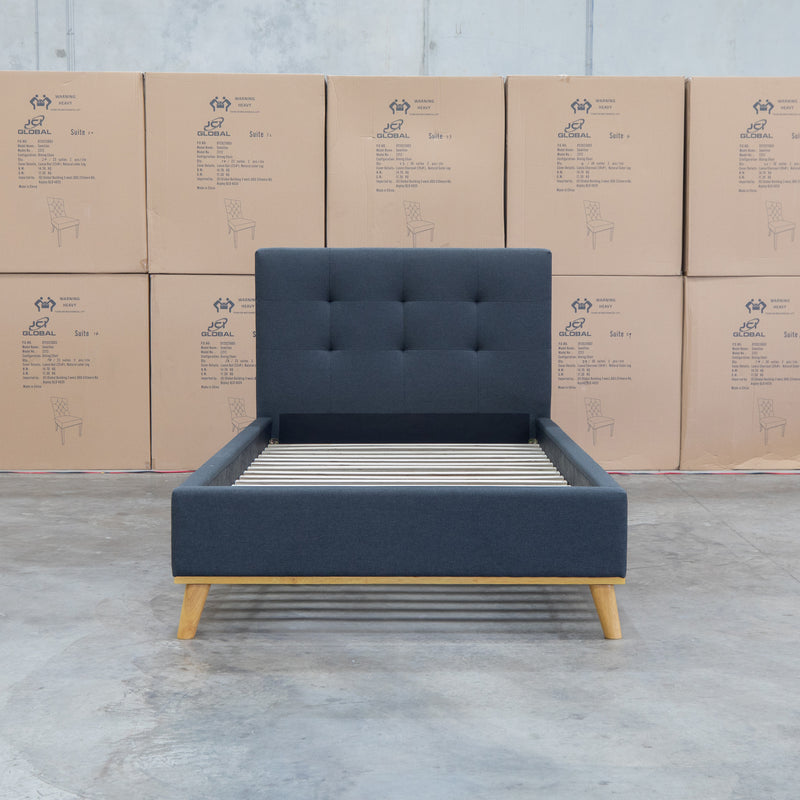 The Milos King Single Fabric Bed - Charcoal