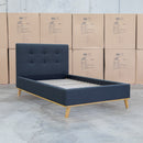 The Milos King Single Fabric Bed - Charcoal available to purchase from Warehouse Furniture Clearance at our next sale event.