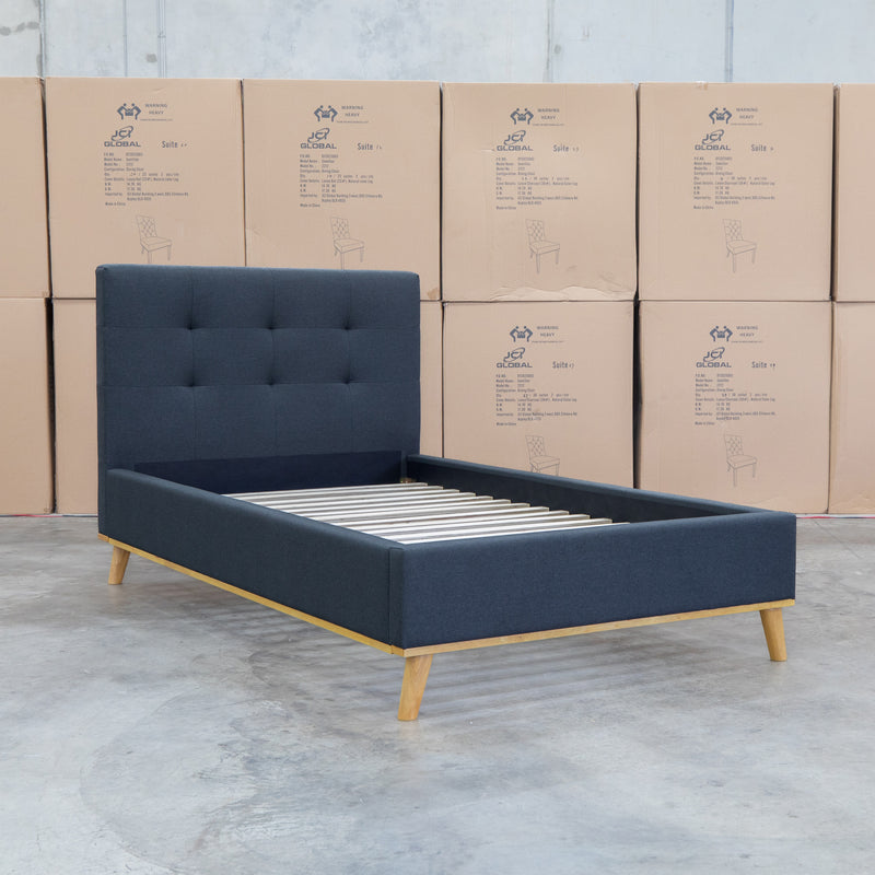 The Milos King Single Fabric Bed - Charcoal