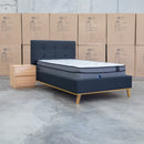 The Milos King Single Fabric Bed - Charcoal available to purchase from Warehouse Furniture Clearance at our next sale event.