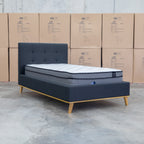 The Milos King Single Fabric Bed - Charcoal available to purchase from Warehouse Furniture Clearance at our next sale event.