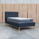 The Milos King Single Fabric Bed - Charcoal available to purchase from Warehouse Furniture Clearance at our next sale event.