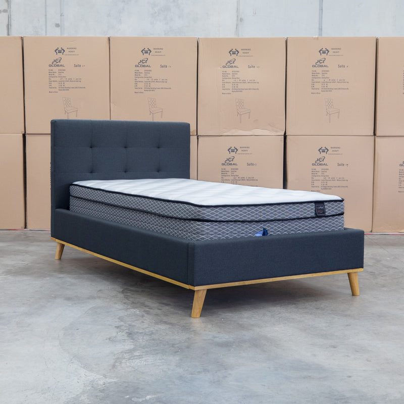 The Milos King Single Fabric Bed - Charcoal