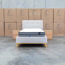 The Milos King Single Fabric Bed - Oat White available to purchase from Warehouse Furniture Clearance at our next sale event.