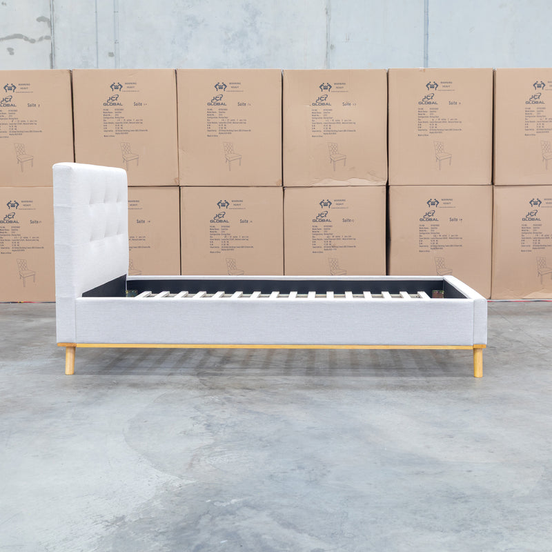The Milos King Single Fabric Bed - Oat White