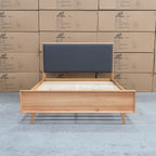 The Brooklyn Messmate Hardwood & Fabric Queen Bed available to purchase from Warehouse Furniture Clearance at our next sale event.