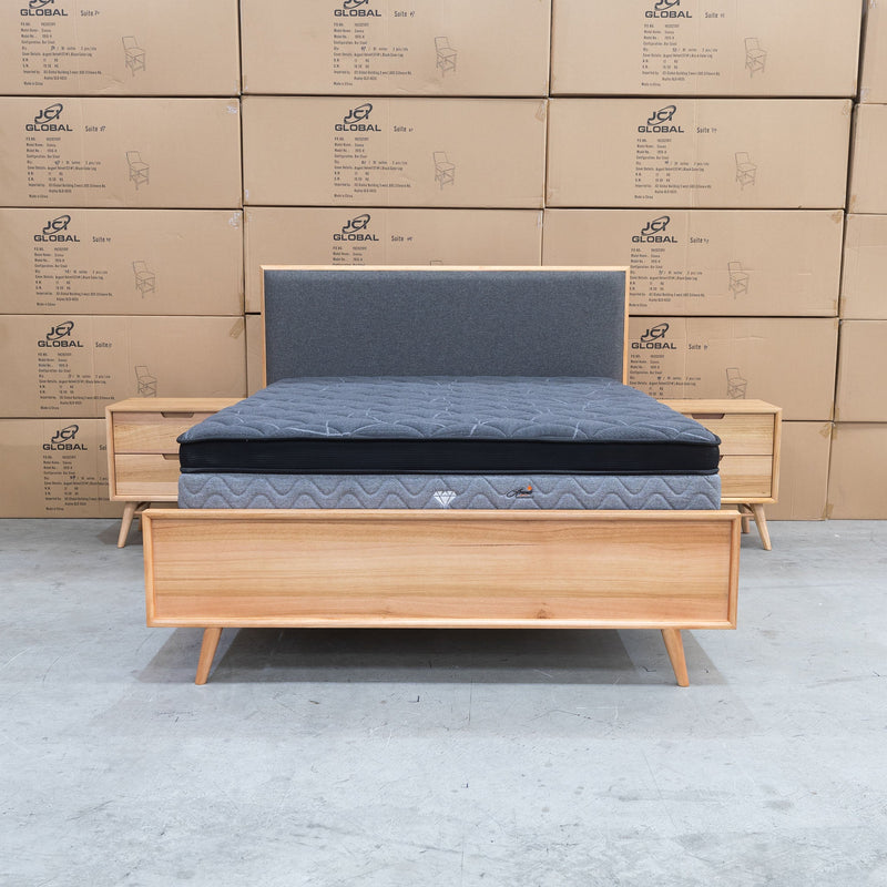 The Brooklyn Messmate Hardwood & Fabric King Bed available to purchase from Warehouse Furniture Clearance at our next sale event.