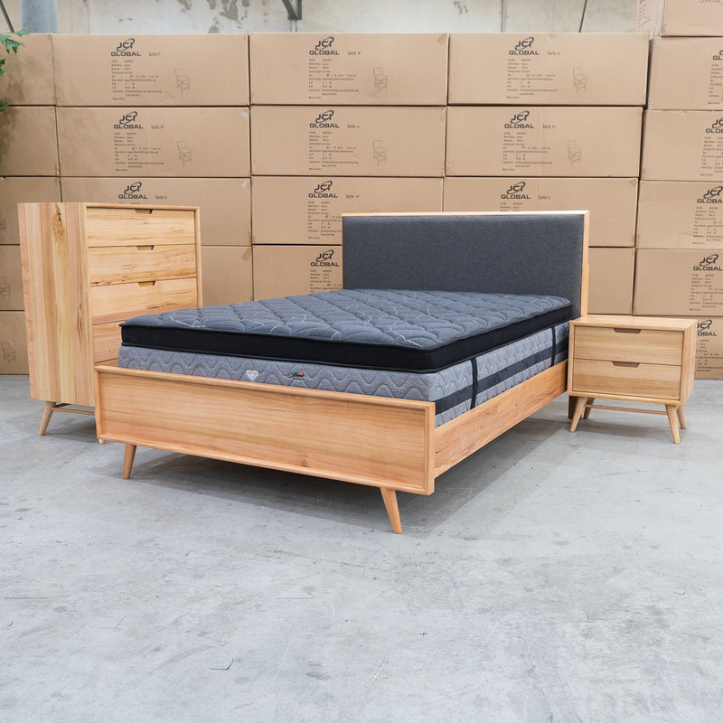 The Brooklyn Messmate Hardwood & Fabric King Bed available to purchase from Warehouse Furniture Clearance at our next sale event.