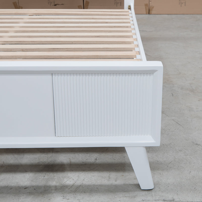 The Gracey White Timber King Bed - Available After 6th November available to purchase from Warehouse Furniture Clearance at our next sale event.