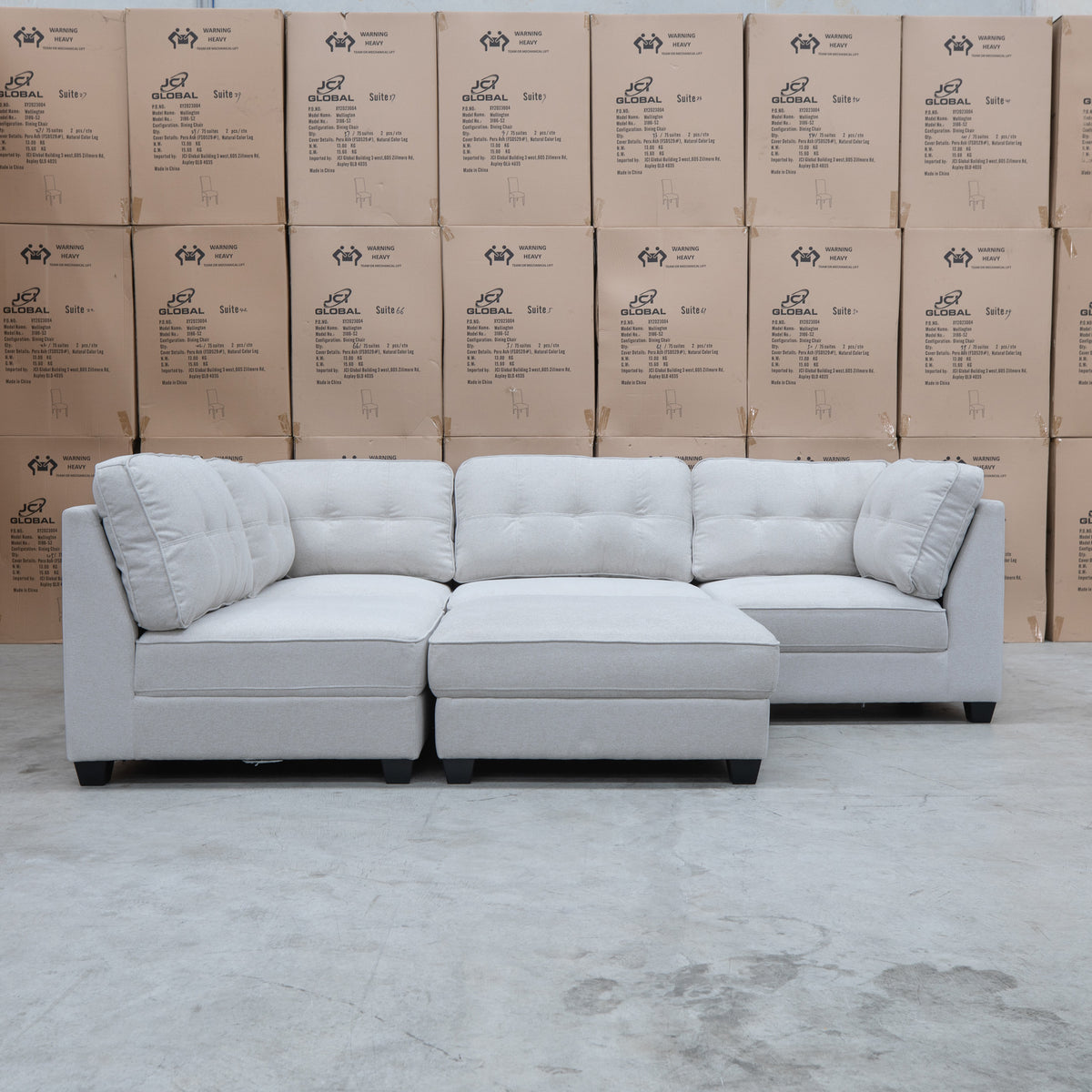 The Malta Modular Corner Lounge with Ottoman - Oat available to purchase from Warehouse Furniture Clearance at our next sale event.
