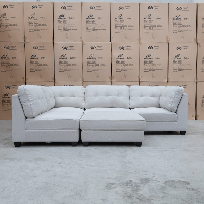 The Malta Modular Corner Lounge with Ottoman - Oat available to purchase from Warehouse Furniture Clearance at our next sale event.