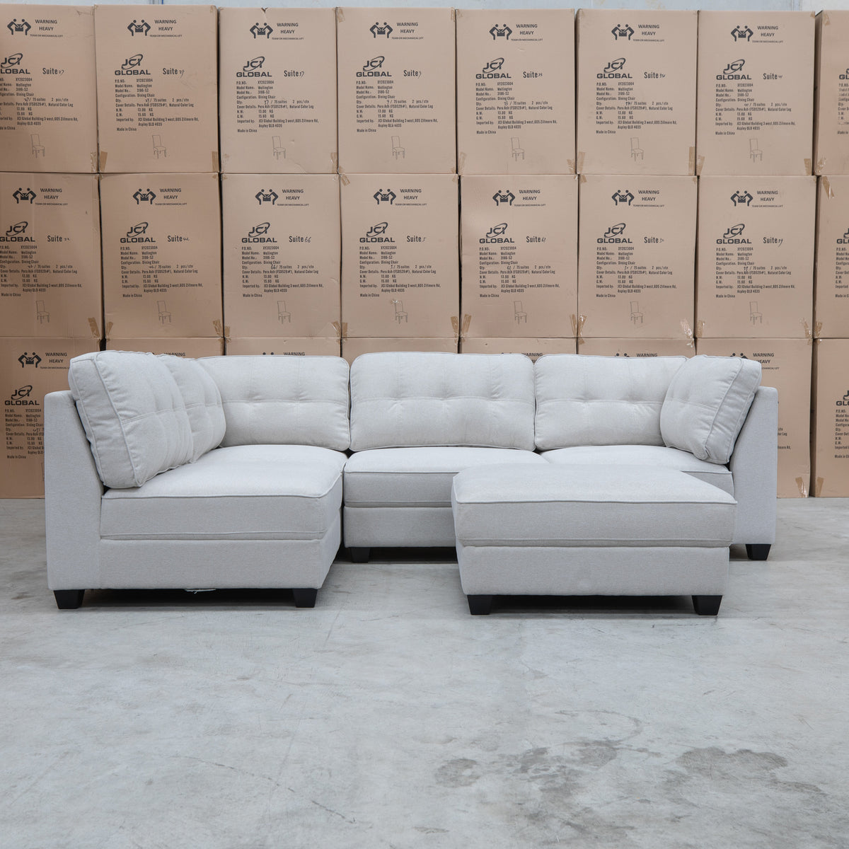 The Malta Modular Corner Lounge with Ottoman - Oat available to purchase from Warehouse Furniture Clearance at our next sale event.