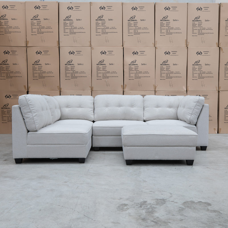 The Malta Modular Corner Lounge with Ottoman - Oat available to purchase from Warehouse Furniture Clearance at our next sale event.