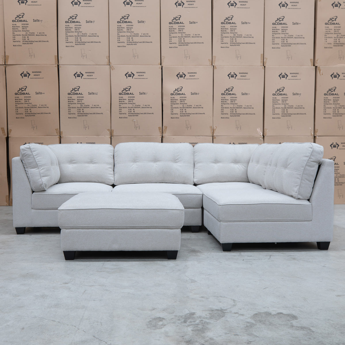 The Malta Modular Corner Lounge with Ottoman - Oat available to purchase from Warehouse Furniture Clearance at our next sale event.