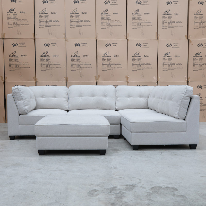 The Malta Modular Corner Lounge with Ottoman - Oat available to purchase from Warehouse Furniture Clearance at our next sale event.