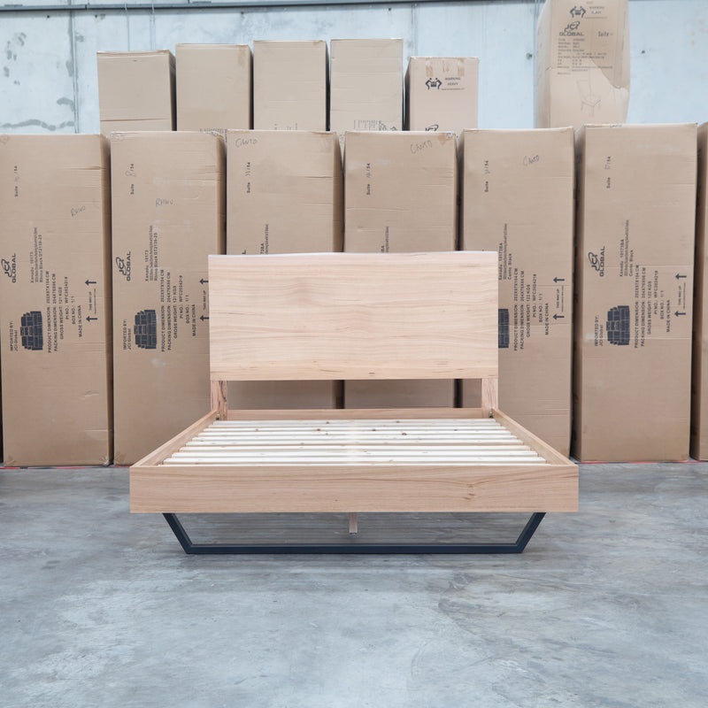 The Monaco Live Edge Messmate Timber Queen Floating Bedframe
