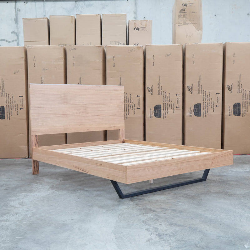 The Monaco Live Edge Messmate Timber Queen Floating Bedframe