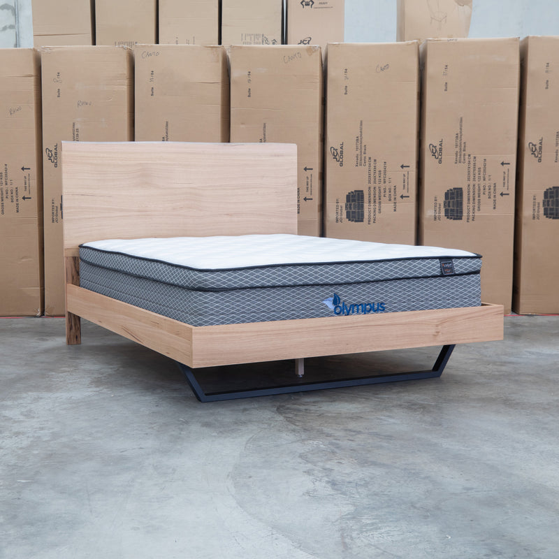 The Monaco Live Edge Messmate Timber Queen Floating Bedframe