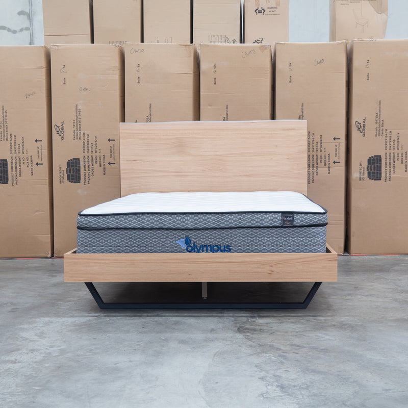 The Monaco Live Edge Messmate Timber Queen Floating Bedframe