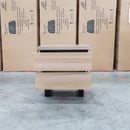 Monaco Two Drawer Live Edge Messmate Bedside - Warehouse Furniture Clearance