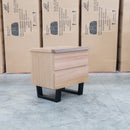 Monaco Two Drawer Live Edge Messmate Bedside - Warehouse Furniture Clearance