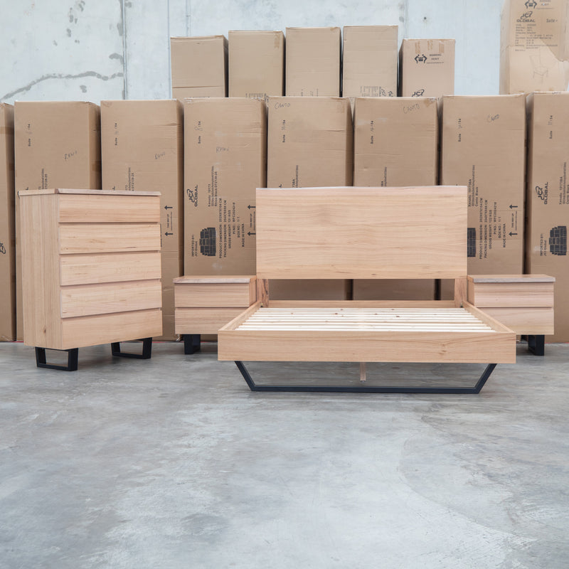The Monaco Live Edge Messmate Timber Queen Floating Bedframe