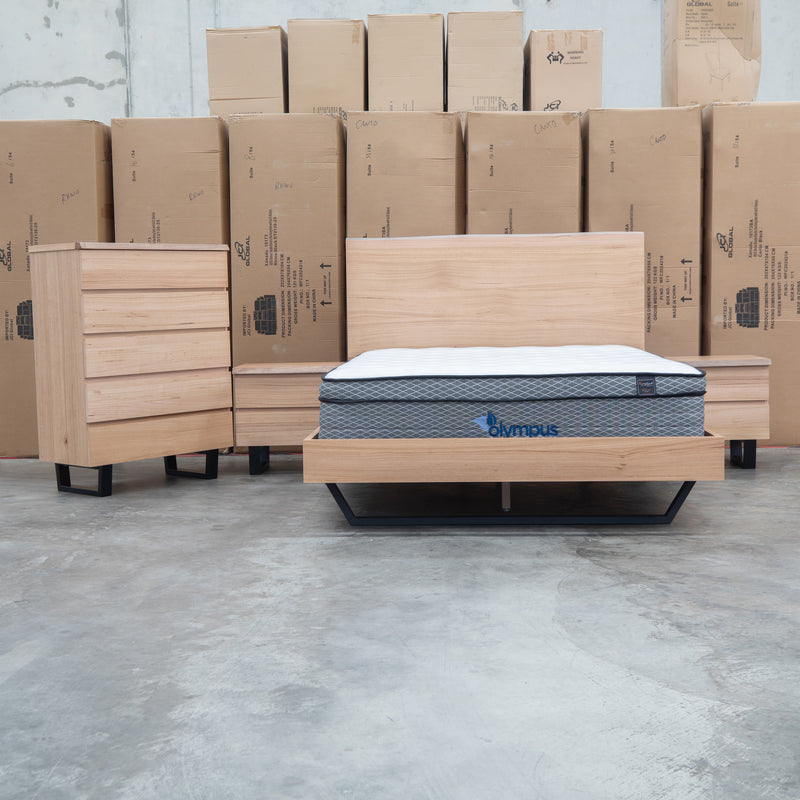 The Monaco Live Edge Messmate Timber Queen Floating Bedframe