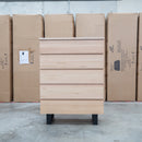 Monaco Live Edge Messmate Hardwood 5 Drawer Tallboy - Warehouse Furniture Clearance