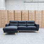 The Nevada Three Seat LHF Leather Chaise Lounge - Black available to purchase from Warehouse Furniture Clearance at our next sale event.