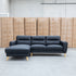 The Nevada Three Seat LHF Leather Chaise Lounge - Black
