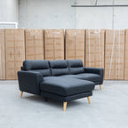 The Nevada Three Seat LHF Leather Chaise Lounge - Black available to purchase from Warehouse Furniture Clearance at our next sale event.