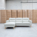 Nevada Three Seat LHF Leather Chaise Lounge - Light Grey