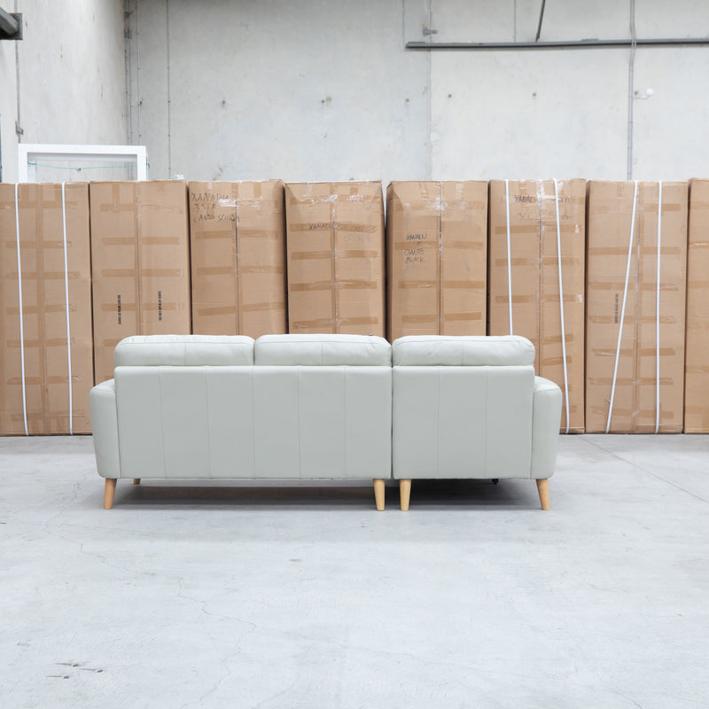 The Nevada Three Seat LHF Leather Chaise Lounge - Light Grey