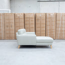 Nevada Three Seat LHF Leather Chaise Lounge - Light Grey