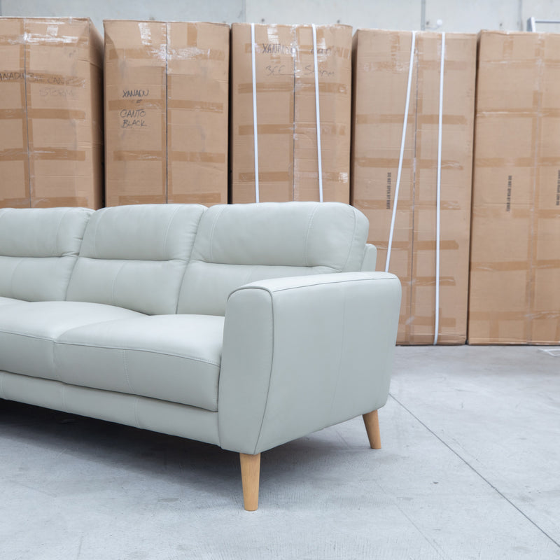 The Nevada Three Seat LHF Leather Chaise Lounge - Light Grey