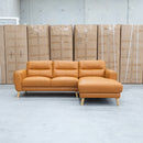 Nevada Three Seat RHF Leather Chaise Lounge - Orange