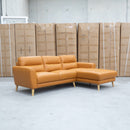 Nevada Three Seat RHF Leather Chaise Lounge - Orange