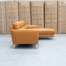 Nevada Three Seat RHF Leather Chaise Lounge - Orange