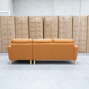 Nevada Three Seat RHF Leather Chaise Lounge - Orange