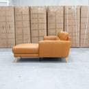 Nevada Three Seat RHF Leather Chaise Lounge - Orange