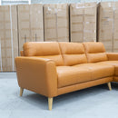 Nevada Three Seat RHF Leather Chaise Lounge - Orange