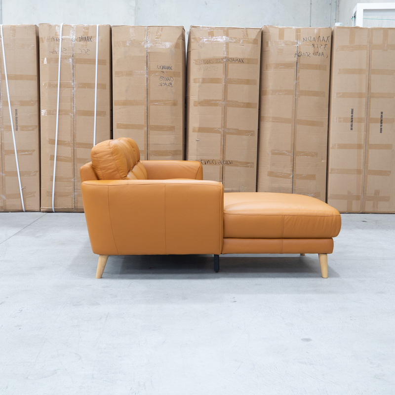 The Nevada Three Seat LHF Leather Chaise Lounge - Orange