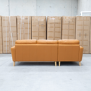 Nevada Three Seat LHF Leather Chaise Lounge - Orange - Warehouse Furniture Clearance